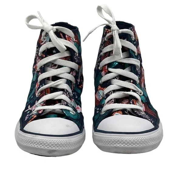 Converse Chuck Taylor Blue All Star Mermaid High Top Sneakers Size 3 Girl's - Picture 3 of 9